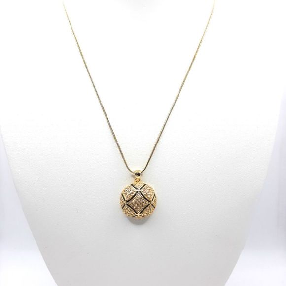 Vintage Style Clear Crystals Gold and Black Necklace - Picture 2 of 4